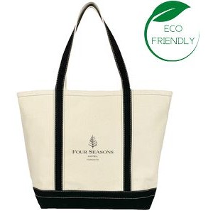 Large Boat Tote Bag (Open Top), Black - 20 Oz Natural Canvas (20 x 13 x 7)
