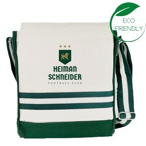 Premium Laptop Messenger Bag, Green - 16 Oz Natural Canvas (12 x 14 x 3)
