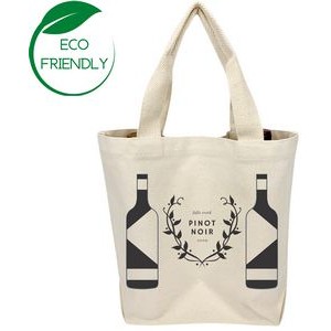 Two Bottle Wine Tote Bag - 12 Oz Natural Canvas (14 x 12 x 4)