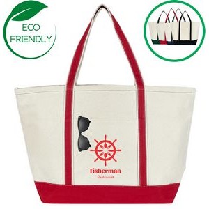 X Large Boat Tote Bag (Zip Top), Red - 20 Oz Natural Canvas (24 x 15 x 8.5)