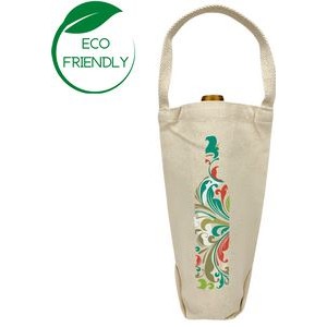 One Bottle Wine Tote Bag - 12 Oz Natural Canvas (7 x 11 x 3)