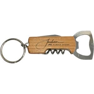 Wood Bottle Opener - Keychain Bottle Opener/Corkscrew Combo