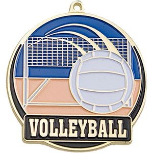Stock Gold Enamel Sports Medals - Volleyball