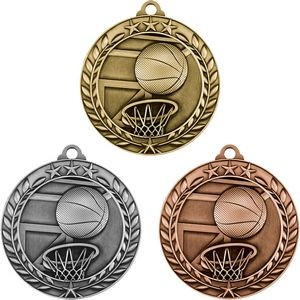 Stock Small Academic & Sports Laurel Medals - Basketball