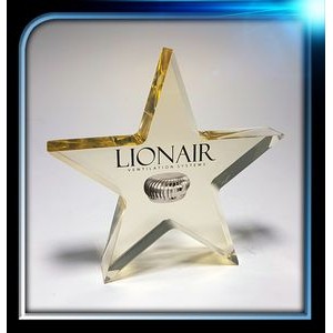 Executive Series Gold Star Paperweight (4"x3 7/8"x3/4")