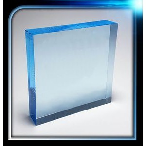 Corporate Series Blue Acrylic Square Paperweight (3 1/4"x3 1/4"x3/4")
