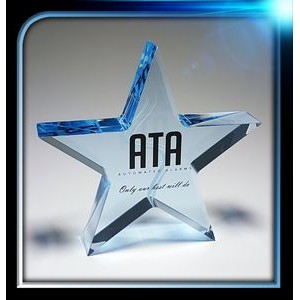 Executive Series Blue Star Paperweight (4"x3 7/8"x3/4")