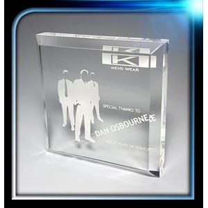 Corporate Series Acrylic Square Paperweight w/Bevel on Top (4"x4"x3/4")
