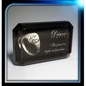 Executive Series Rectangle Paperweight w/Cut Corners and Bevel on Top (4"x2 1/2"x3/4")