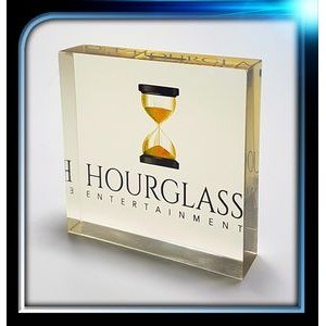 Corporate Series Gold Acrylic Square Paperweight (3 1/4"x3 1/4"x3/4")
