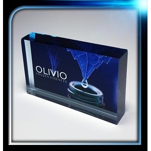 Corporate Series Blue Acrylic Rectangle Paperweight (4"x2 1/2"x3/4")