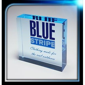 Corporate Series Blue Acrylic Square Paperweight (2 1/2"x2 1/2"x3/4")