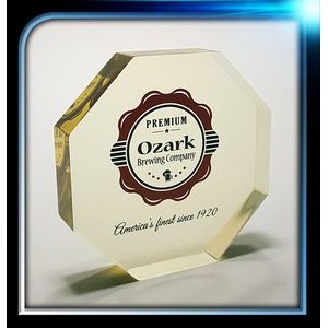 Executive Series Gold Octagon Paperweight (3 1/2"x3 1/2"x3/4")