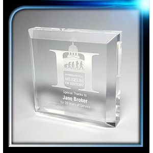 Corporate Series Acrylic Square Paperweight w/Bevel on Top (3"x3"x3/4")