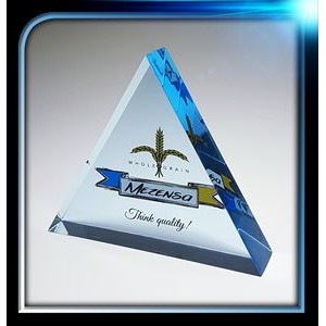 Executive Series Blue Triangle Paperweight (3 1/2"x3 1/2"x3/4")
