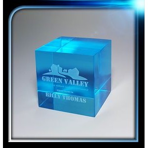 Corporate Series Blue Cube Paper Weight (2