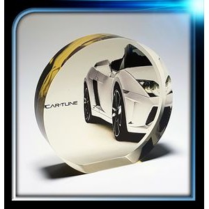 Executive Series Gold Round Paperweight w/Flatbed (3" Diameter x 3/4")