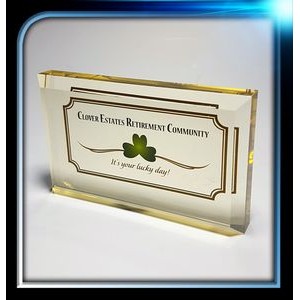 Corporate Series Gold Rectangle Paper Weight w/Bevel on Top (5"x3"x3/4")