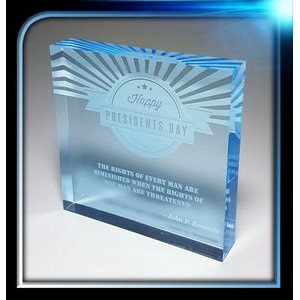 Corporate Series Blue Acrylic Square Paperweight (4"x4"x3/4")