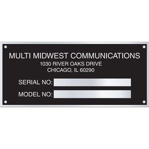 .032 Anodized Aluminum Name Plate greater than 3 Sq. In. up to 6 Sq. Inches