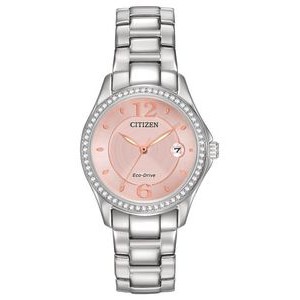 Citizen Ladies' Silhouette Crystal Eco-Drive Watch, Stainless Steel with Pink Dial