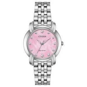 Citizen Ladies' Jolie Eco-Drive Watch, Stainless Steel Bracelet w/Pink Mother of Pearl Dial