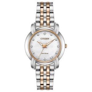 Citizen Ladies' Jolie Eco-Drive Watch, Two-tone Pink Gold SS with Pearl White Dial