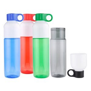 24 Oz Clear Color Water Bottle w/Dual Openings