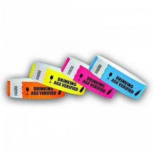 3/4" wide x 10" long - 3/4" Tyvek Drinking Age Verified Wristbands Printed 1/0