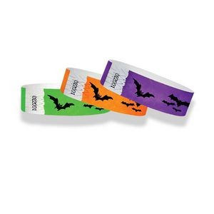 3/4" wide x 10" long - 3/4" Tyvek Halloween Bats Wristband Blank 0/0