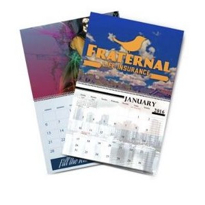 9" x 12" - 32 page - Custom Color Wall Calendar - 28 Pages - 100lb. Gloss Text