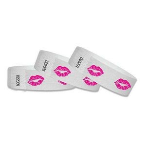 3/4" wide x 10" long - 3/4" Tyvek Wristband Pink Lips Blank 0/0