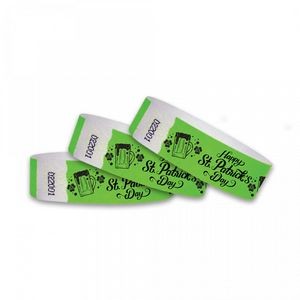 3/4" wide x 10" long - 3/4" St Patrick's Day Over 21 Tyvek Wristbands Blank 0/0