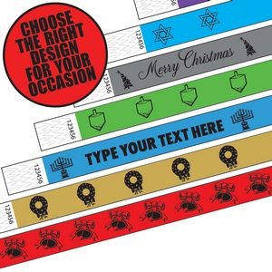 3/4" wide x 10" long - 3/4" Tyvek Holiday Wristbands Blank 0/0
