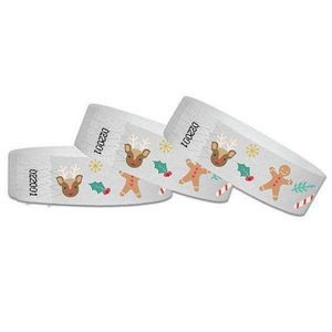 3/4" wide x 10" long - 3/4" Christmas Time Tyvek Wristbands Blank 0/0