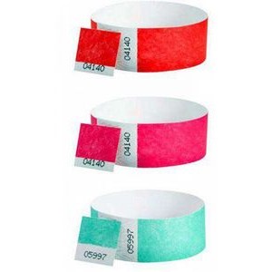 3/4" wide x 10" long - 3/4" Tyvek Removable Stub Numbered Wristbands Blank 0/0