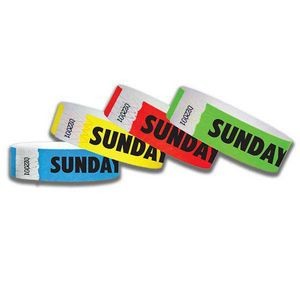 3/4" wide x 10" long - 3/4" Sunday Only Tyvek Wristbands Blank 0/0