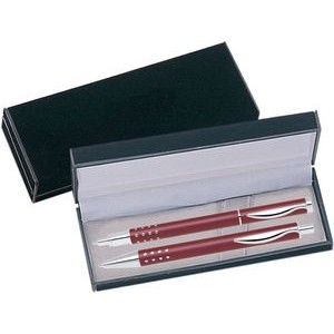 Dot Grip Pen Series - Red Pen and Roller Pen Gift Set, Silver Dots Grip, Crescent Moon Shape Clip