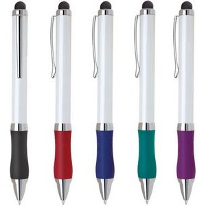 RG Series Stylus / Ball Point Pen - Touch Stylus top with white pen barrel, green grip