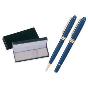MB Series Pen and Roller Pen Gift Set in black velvet gift box - blue pen pen set