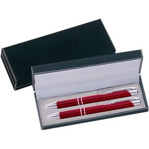 JJ Series Pen and Pencil Gift Set in Black Velvet Gift Box - Red pen and pencil