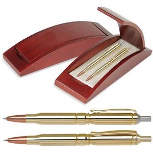 Bullet Pen and pencil gift set - Brass metal bullet shape ball point pen & mechanical pencil set