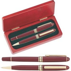 MB Series Pen and Roller Pen Gift Set in Rosewood gift box - burgundy pen set
