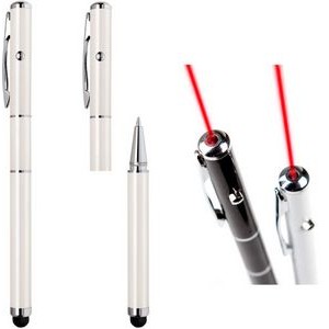 Laser pointer, stylus, ball point pen, 3 in one multifunctions pen - Pearl White