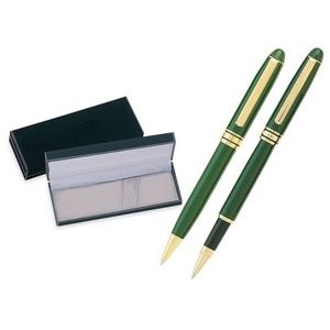 MB Series Pen and Roller Pen Gift Set in black velvet gift box - green pen set
