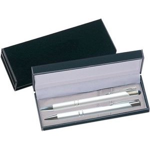 JJ Series Stylus Pen and Pencil Gift Set in Black Velvet Gift Box - silver