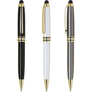 MB Series Stylus Ball Point Pen - Gunmetal stylus pen with gold trim