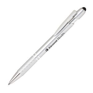Stylus Pro Series, Silver stylus pen with chrome trim, diamond cut grip, double ring accent