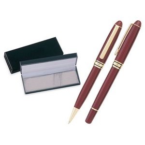 MB Series Pen and Roller Pen Gift Set in black velvet gift box - burgundy pen set