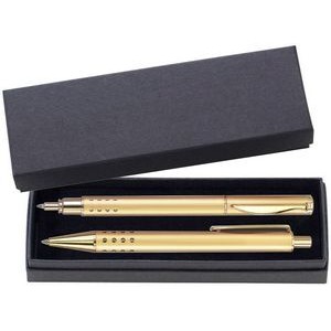 Dot Grip Pen Series - Gold Pen and Roller Pen Gift Set, Dots Grip, Crescent Moon Shape Clip
